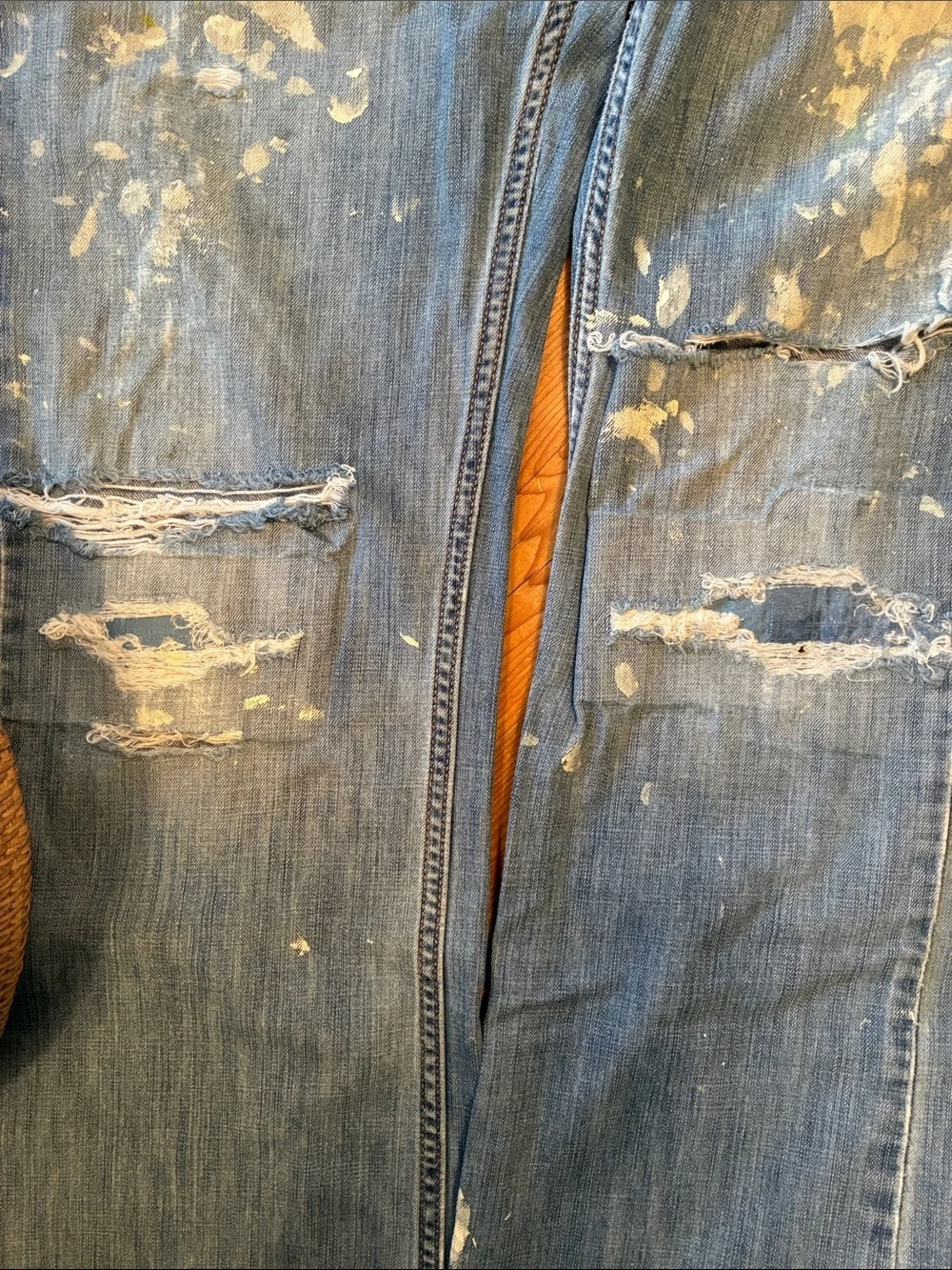 Levi’s 567 Distressed, Painted & Patched Blue Jeans - Size 36 x 34